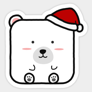 Funny Square Bear Christmas Sticker